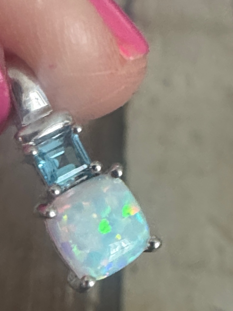 Alwand Vahan Ss Opal+Blue Topaz Drop Pendant